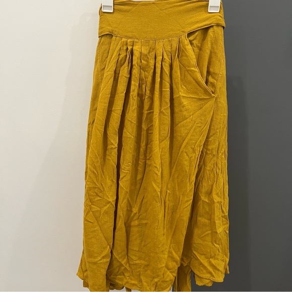 Free People Mustard Yellow Sundown Wrap Maxi Skirt L - Picture 2 of 9